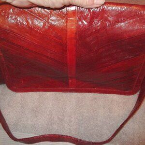 Vintage Phoenix Soft Leather Crossbody Bag Exotic Eel Skin Red Old Money 90s